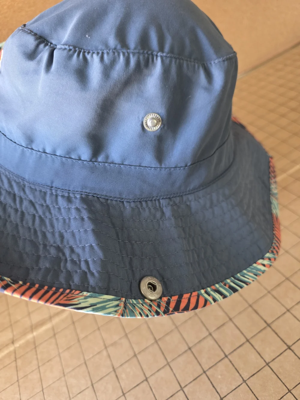 Mission Cooling Bucket Hat Blue Tropical Brim Adjustable Chin Strap